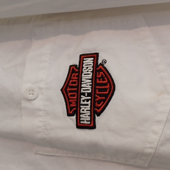 Harley DAVIDSON LARGE LONG SLEEVE WHITE BUTTON UP SHIRT EUC WORN ONLY ONE TIME! - Picture 2 of 8